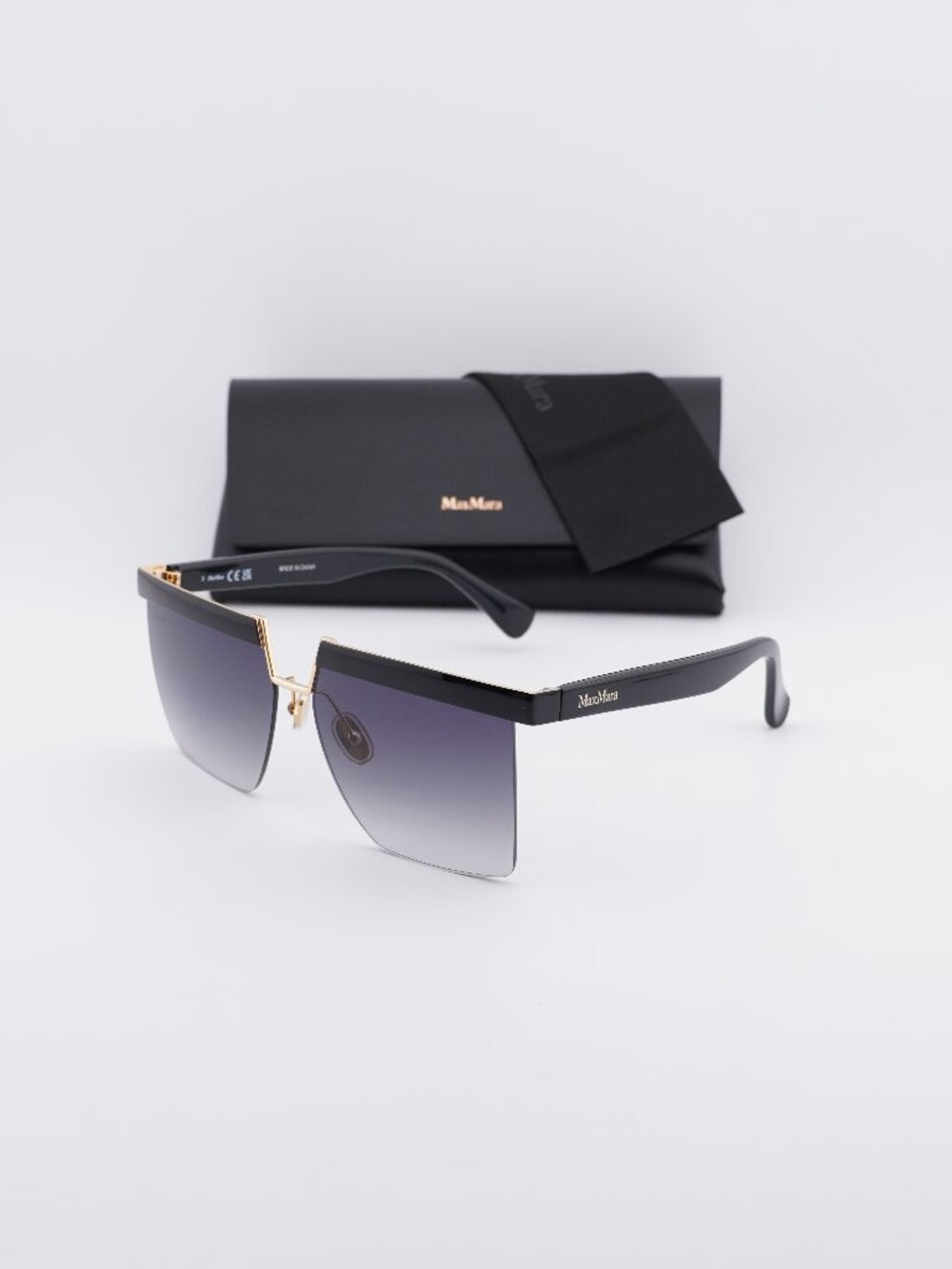 Max Mara MM0071 01A Square Sunglasses - Black / Smoke